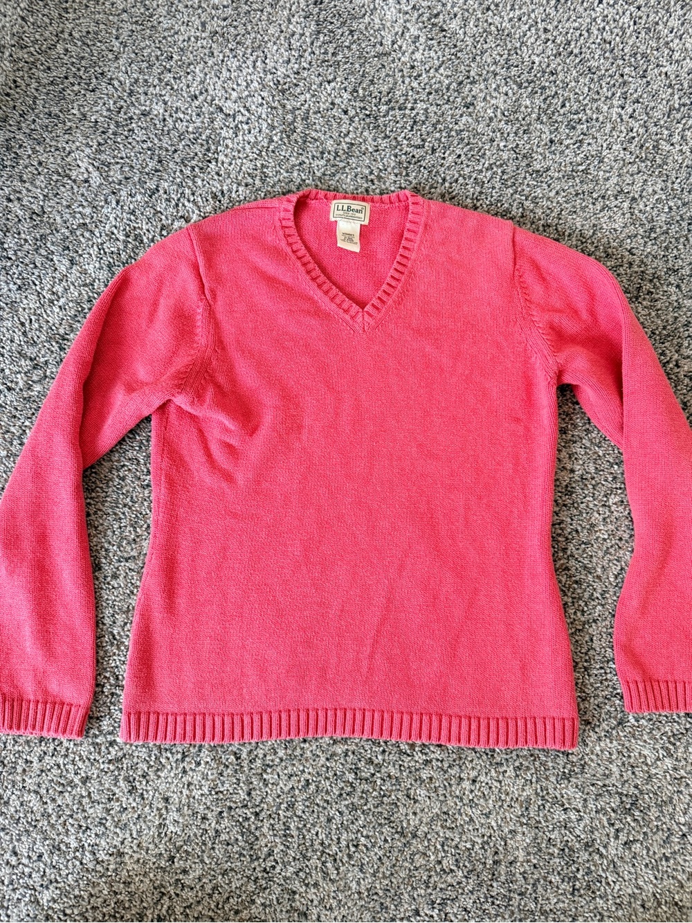 L.L. Bean Women's V-Neck Sweater in Bright Pink
